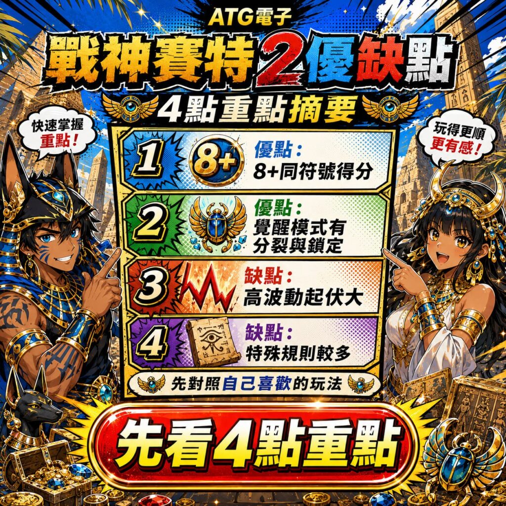 戰神賽特2優缺點四大重點圖,整理8+符號得分、覺醒模式、高波動與特殊規則